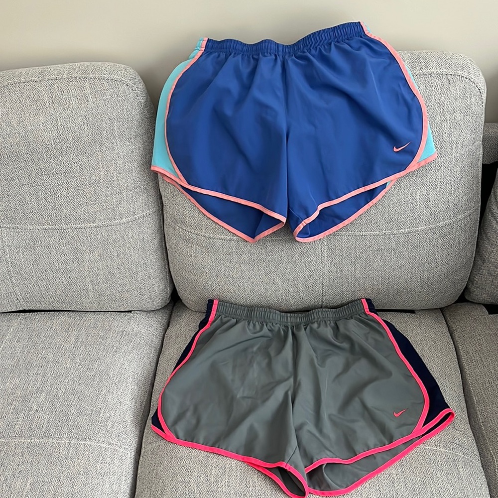 2 Pairs Girls Nike Tempo Running Shorts. Excellent Condition. Sold as a set.